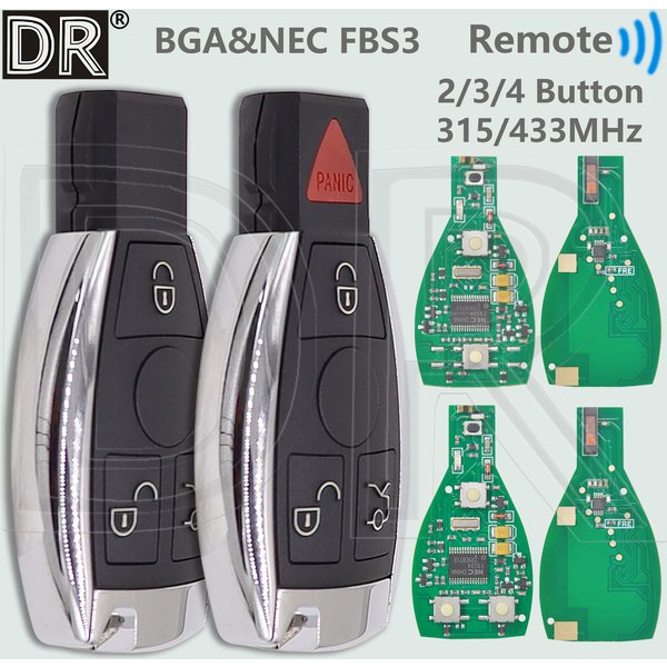 DR NEC Chip 315/433MHz Zmienna częstotliwość Samochodowy kluczyk zdalnego sterowania BGA i NEC FBS3 Dla Mercedes Benz A C E S Class W203 W204 W210