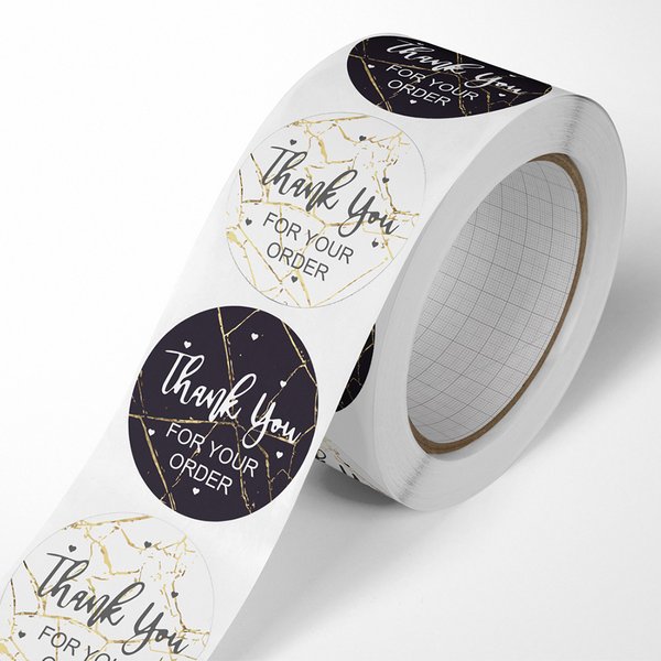 Autocollants de remerciement pour votre commande, feuille d'or, autocollant rose, cadeau d'entreprise, faveurs de fête d'anniversaire, attro, 500 pièces par rouleau