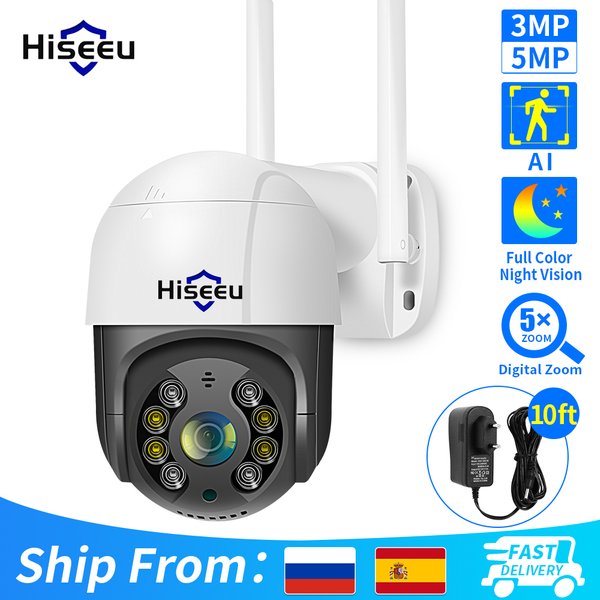 Hiseeu – caméra de surveillance intelligente PTZ IP Wifi hd 8MP/4K, dispositif de sécurité domestique sans fil, avec Zoom x5, ia, détection humaine et protocole ONVIF