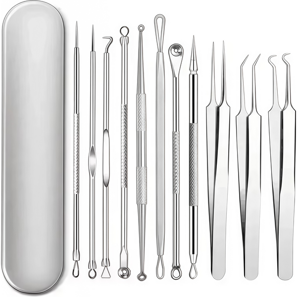 Pincettes pour cheveux incarnés, 4 à 11 pièces, aiguilles pour l'élimination des points noirs, nettoyeur de points noirs, nettoyage en profondeur des pores, outils de soins de la peau du visage