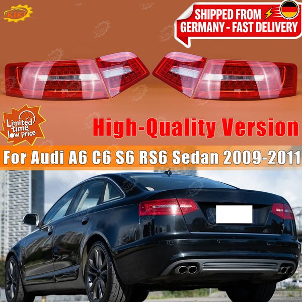 Zestaw tylnych lamp LED pasujący do Audi A6 C6 S6 RS6 Sedan 2009-2011, kierunkowskaz, światło postojowe, części zamienne do samochodu.