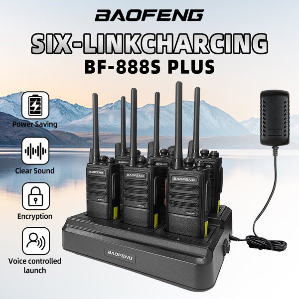 6er-Pack Baofeng 888S PLUS Walkie-Talkies UHF PMR446 MHz BF-888S Tragbare 16-Kanal Langstrecken-Profi-Funkgeräte mit 3-5 km Reichweite