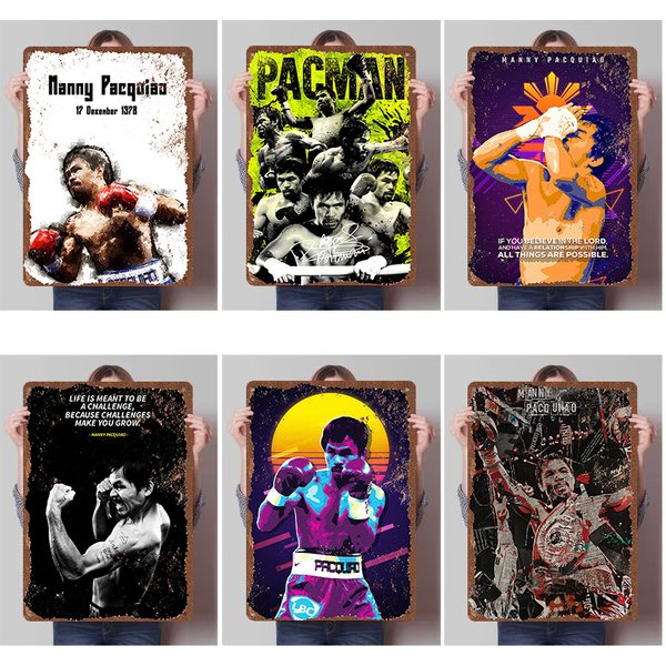 Manny Pacquiao Boxer Metallposter Maßgefertigte Vintage-Metallschilder Wandkunst Retro-Blechschild für Männerhöhle Heimdekoration Spielzimmer