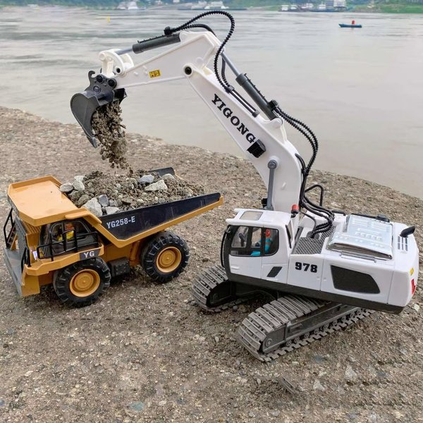 RC Bagger Dumper Bulldozer 1/20 2,4 GHz 11CH RC Truck Engineering Fahrzeuge Lernspielzeug für Kinder mit leichten Musik Geschenke
