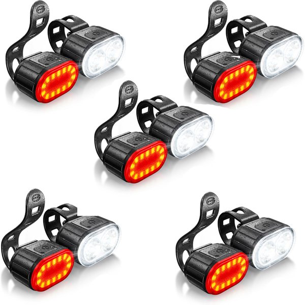 Éclairage de vélo rechargeable, feux avant/arrière, lampe de vélo, lumière LED pour vélo, lampe de poche pour vélo, feu arrière pour vélo, lanterne