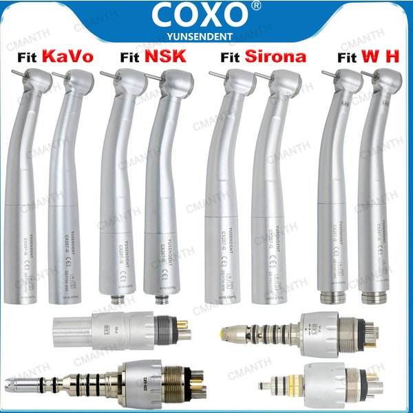 COXO Dental Turbine Fiber Optic High Speed Handpiece 6 Pin LED Coupler Fit KAVO NSK Sirona W H Dentists Laboratory CX207-G