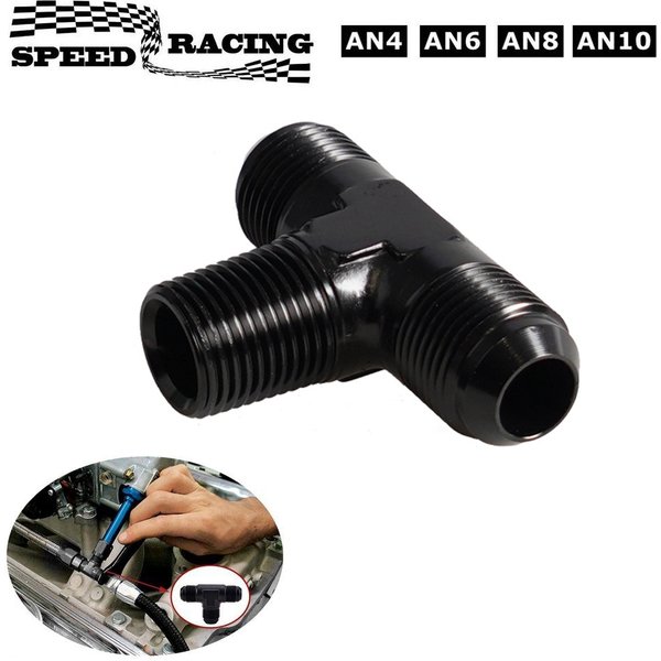 Aluminum Junction Coupler Hose Adapter Hose Tee T-piece Adapter Connector Fitting Thread AN4 AN6 AN8 AN10 Black