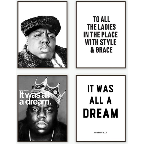 Biggie Smalls notoire B.I.G affiches et imprimés Hip Hop musique paroles citation noir blanc mur Art toile peinture décor à la maison