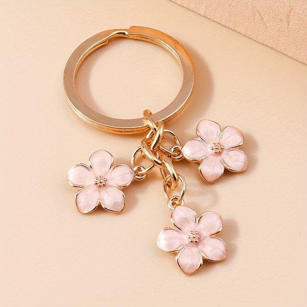 Porte-Clés à Breloques en Forme de Fleur, Accessoire de Sac, Pendentif de Voiture, Ornement de Téléphone Personnalisé, 1 Pièce