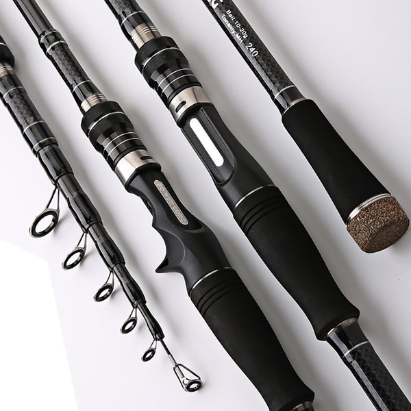 1.8M 2.1M 2.4M 2.7M 3.0M canne à pêche télescopique Portable en Fiber de carbone filature/coulée canne à poisson matériel