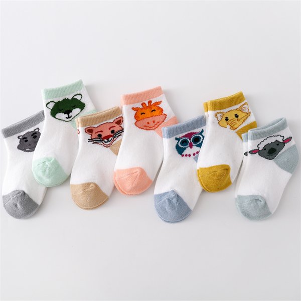 7Pairs/Set 0-24Month Socks For Girls Spring Summer Newborn Baby Boys Girls Socks Cotton Cartoon Casual Infant Sock 2024 New