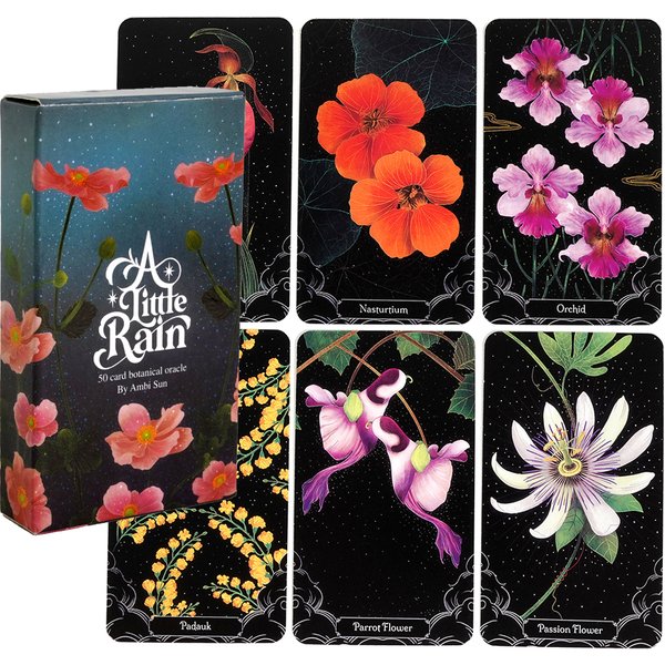 2023 New A Little Rain Botanical Oracle Deck 52 Unique Beautiful Botanical Illustrations Card Love Oracle Cards Tarot