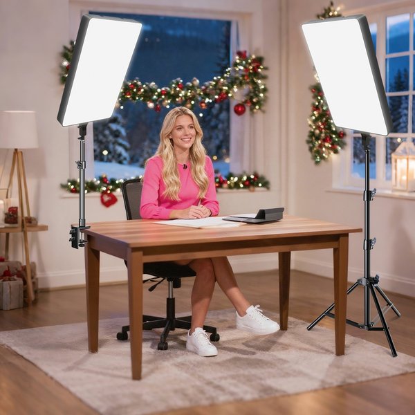 Panel LED do fotografii i wideo SH 2700-5600K, 24 cale, profesjonalne oświetlenie studyjne do TikToka i fotografii.