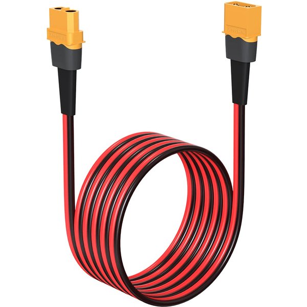 Connecteur femelle à mâle pour batterie RC, câble d'extension 12AWG, panneau solaire de centrale électrique portable, compte 60, 6 pieds