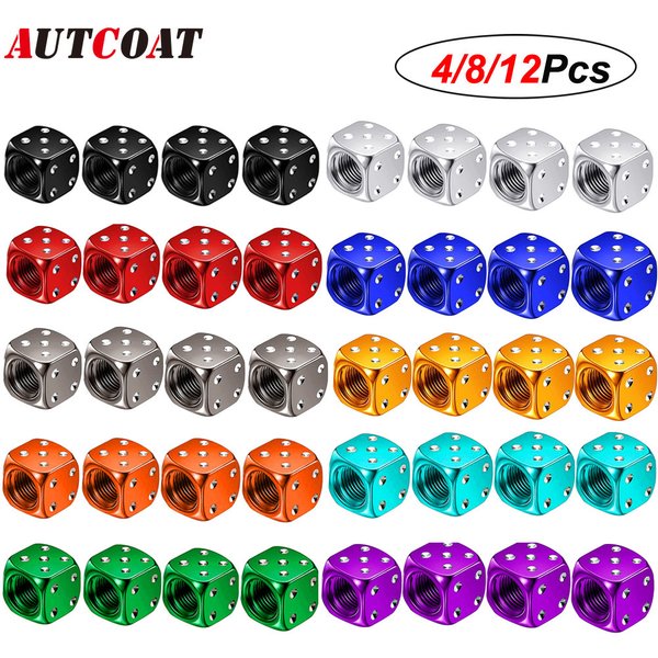 AUTCOAT 4/8/12 pièces bouchons de Valve de pneu en aluminium voiture camion moto vélo dés tige de roue pneu tige de roue Valve d'air couvercle anti-poussière