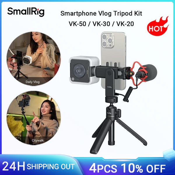 Small rig Smartphone Vlog Stativ Kit VK-50/VK-20/VK-30 erweiterte Version mit 1/4 "-20 Schraube, Kalt schuh, Telefon halter, Licht/Mikrofon