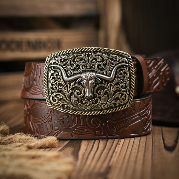 Ceinture décontractée rétro pour homme et femme, style western ! Ceinture en cuir PU avec boucle en métal, adaptée pour un usage quotidien au travail