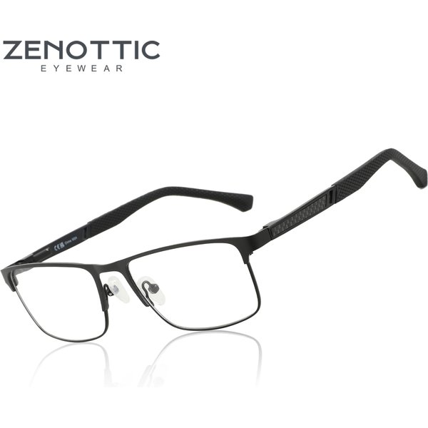 ZENOTTIC Anti-Blaulicht-Lesebrille für Herren, Computer-Leser, trendiger quadratischer, hochwertiger Metallrahmen, blendfrei, presbyopisch