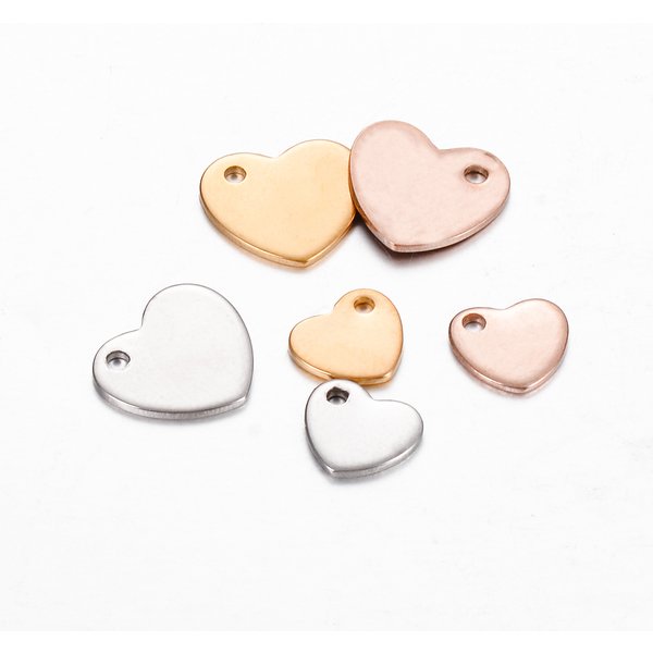 Breloques en forme de petit cœur en acier inoxydable, 100 pièces, pour bricolage, collier, Bracelet, cheville, fabrication de bijoux, accessoires artisanaux