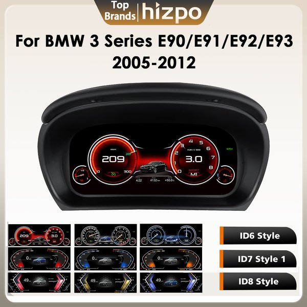 Hizpo Digitales Armaturenbrett für BMW 3er Serie E90 E91 E92 E93 2005-2012 Digitales Kombiinstrument Tachometer