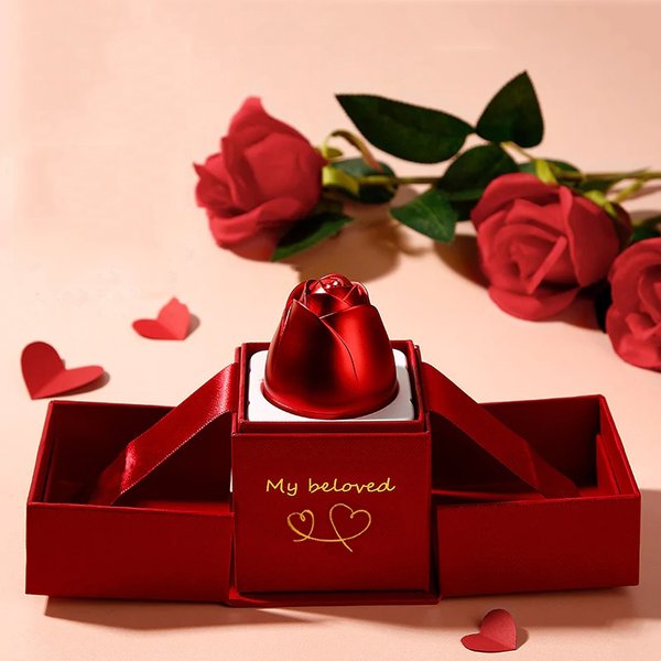 Boîte-cadeau Rose relevable, présentoir de colliers et d'anneaux pour femmes, cadeaux d'anniversaire, de noël, de saint-valentin, nouveauté 2023 dans les accessoires