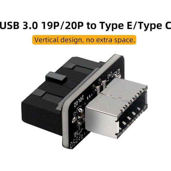 Connecteur adaptateur USB 3.0 20 broches/19P vers Type E, convertisseur USB 3.1 20 broches pour carte mère du panneau avant de Type C