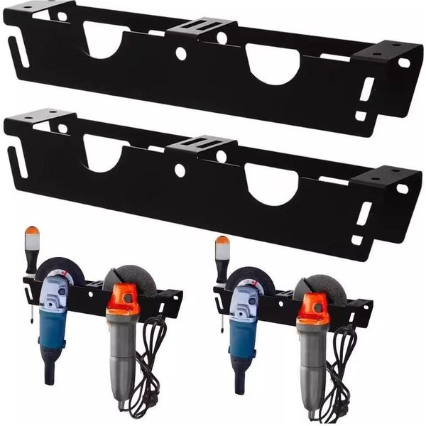 1/2 Stück Winkelschleifer-Halterung 2er-Pack Wandmontage Fräserhalter Aufbewahrungsregal Hochbelastbarer Stahl-Werkzeugorganizer für Schleifer & Polierer