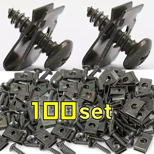 Clip de fixation à vis métallique mixte pour motos et voitures, Clip de Type U avec vis, Clip de Protection antirouille, boucle à vis, feuille de fer