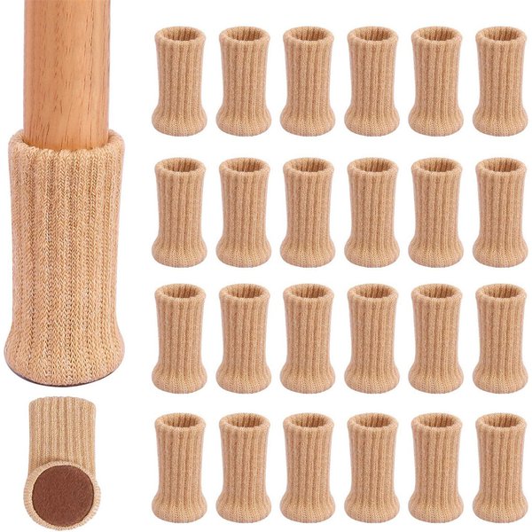 Chaussettes élastiques hautes pour pieds de chaise, protecteurs de sol avec coussinets coordonnants, capuchons pour pieds de chaise, ensemble de housses de coussinets pour meubles, 24 pièces