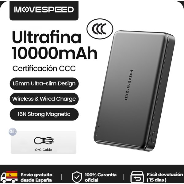 【CCC】MOVESPEED PBS10 Batterie externe magnétique 5000mAh Charge rapide sans fil Powerbank Mini Chargeur de batterie portable pour iPhone 16 15 14