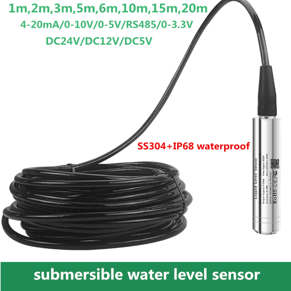 2M 5M 10M 15M 20M Flüssigkeitsstandgeber RS485 Hydrostatischer Flüssigkeitsstandwandler 4-20mA 0-10V Wasserstandssensor