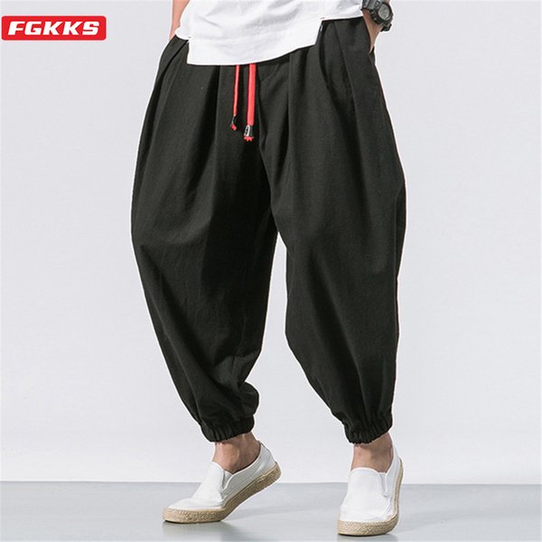 FGKKS Neue Übergroße Herren Loose-Fit Haremshose Herbst Chinesische Übergrößen-Jogginghose Baumwollqualität Lässige Marken-Hose für Männer