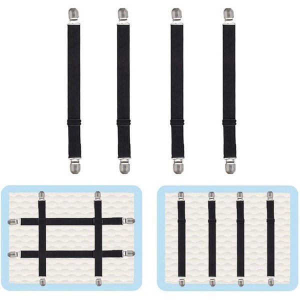 Attaches de drap de lit réglables, 4 pièces, bretelles élastiques, Clips de sangle, coussin de canapé, housse de matelas, pince d'angle
