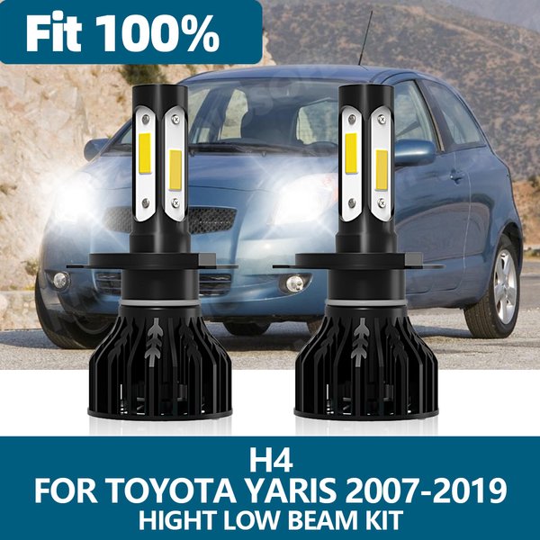 2Pcs LED Scheinwerfer H4 Auto Licht 6000K Hohe Abblendlicht Lampen Kit Für Toyota Yaris 2015-2019 2007 2008 2009 2010 2011 2012 2013 2014
