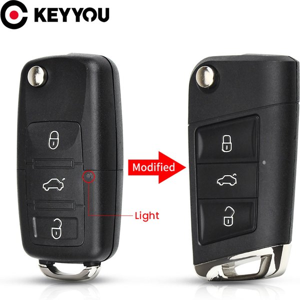 KEYYOU pour Volkswagen VW Polo Passat B5 Golf MK5 coccinelle modifié rabat coque de clé à distance Fob 3 boutons couverture de clé de voiture de remplacement