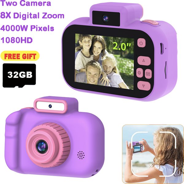 Appareil photo portable multifonctionnel pour enfants, micro jouet pour enfants, appareil photo à selfie pour enfant, caméscope vidéo numérique pour tout-petits, chargement USB, cadeau de vacances