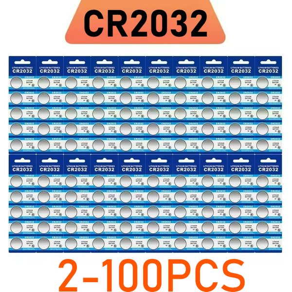 2-100-PCS-CR2032-3V-Lithium-Batterie, für Autoschlüssel, Uhren, Taschenrechner, Spielzeug, Blutzuckermessgeräte, Waagen, Großhandel Knopfzellenbatterien