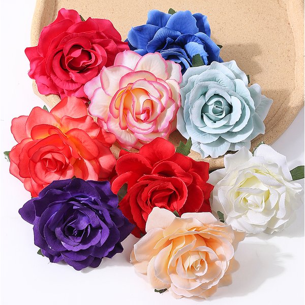 5Pcs 10cm Big Rose Artificial Flowers Heads Silk Fake Flowers For Home Decor Marriage Wedding Decoration DIY Garland Accessories