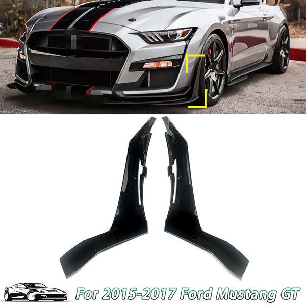 Vordere Eckspoiler Winglet Splitter GT500 für Ford Mustang 15–23 glänzend schwarz