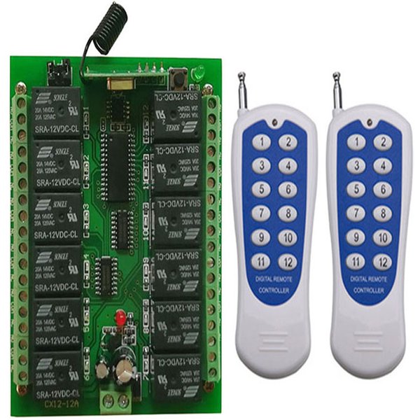 Système de télécommande sans fil RF 12 canaux DC 12V 24V, interrupteur de télécommande, récepteur émetteur, relais 12CH 433 MHz