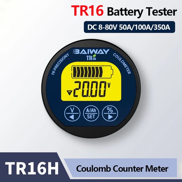 Testeur de capacité de batterie étanche TR16 8-120V, affichage LCD de courant de tension avec fonction de mémoire, indicateur de capacité de batterie