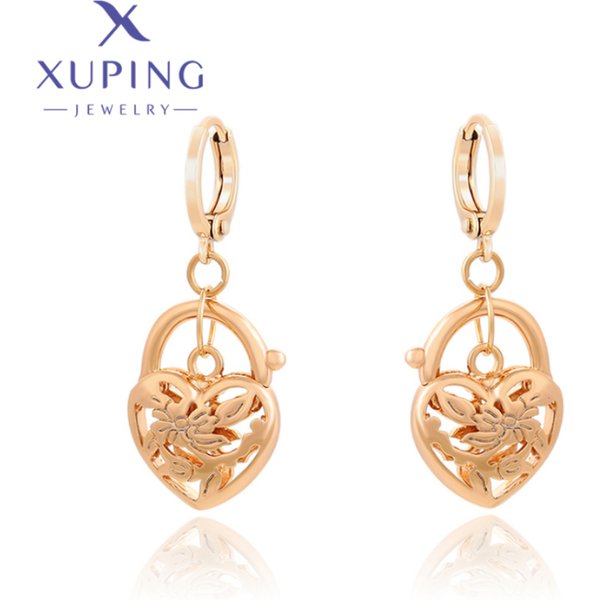 Xuping Jewelry New Fashion No Stone Heart Shape Goldfarbene Creolen für Frauen Geschenke A00907487
