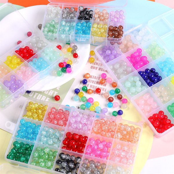 200 Stück Box gefüllt mit gebrochenen Glasperlen, lose Perlen, handgefertigte DIY-Armbänder, Halsketten, Perlen, Schmuckzubehör