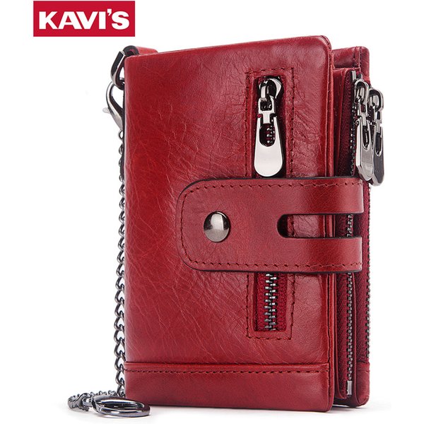 Fashion Women Wallet Genuine Leather Female Clutch Wallets Hasp Double Zipper Design Short Coin Pocket ID Card Holder Purse