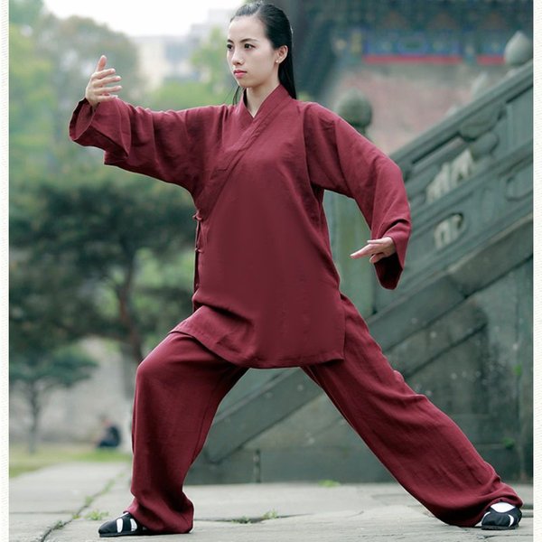 Hohe Qualität Baumwolle Leinen Kleidung Sets Männer Frauen Tai Chi Anzug Praxis Kleidung Kampfkunst Uniform Taoistischen Kung Fu Top + hosen