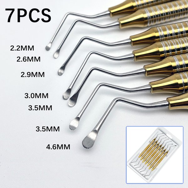 7Pcs Dental Curette Jagged Curettes Kit Dental Scaler Gracey Bone Curette Implantat Werkzeuge