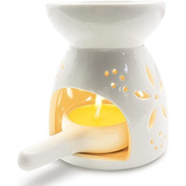 Tea Light Candle Holder Ceramic Wax Warmer Decoration for Living Room Balcony Patio Tabletop Decorations Black