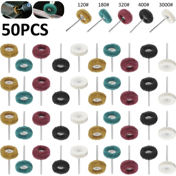 Mini foret en Nylon, brosse Abrasive, fil de polissage, roue de polissage, outil manuel rotatif Dremel, ensemble d'accessoires, dissolvant de rouille, 50 pièces