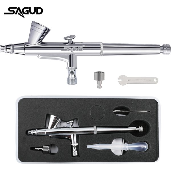 SAGUD – aérographe modèle SD-135, 0.2mm, polyvalent, double Action, alimentation par gravité, Kit pour Illustration, décoration de gâteau de beauté