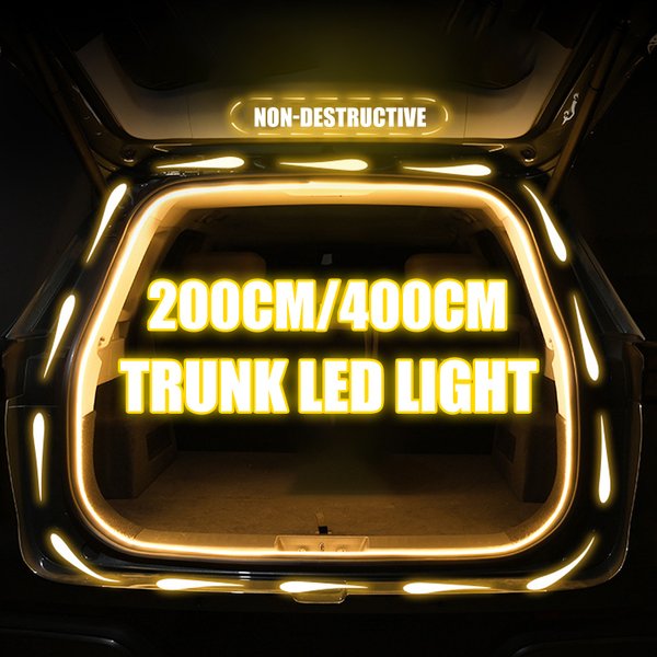 Elastyczna taśma LED do bagażnika samochodowego 2m/4m, miękka taśma LED z PVC, ukryta lampa z automatyczną indukcją, uniwersalna do SUV-ów/MPV-ów